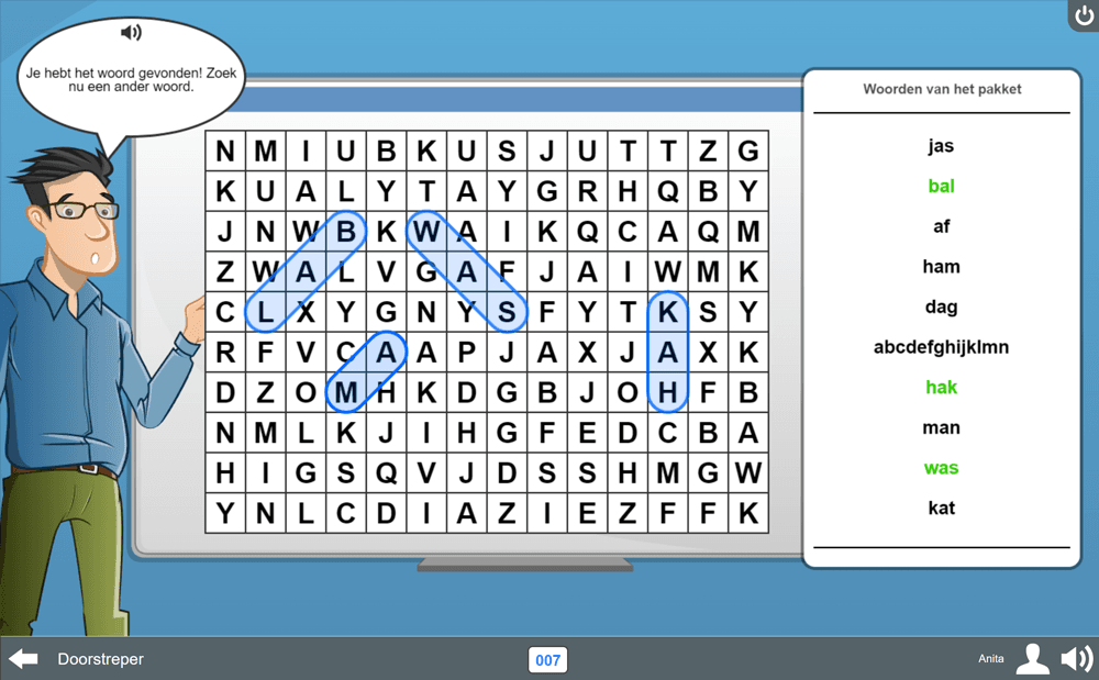 Word Search in-game screen